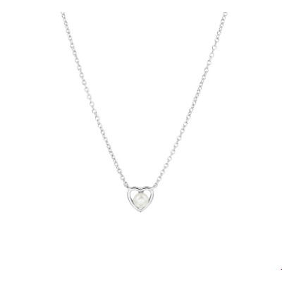 Ketting met hartje open gerhodineerd zilveren ketting 1.2 mm
