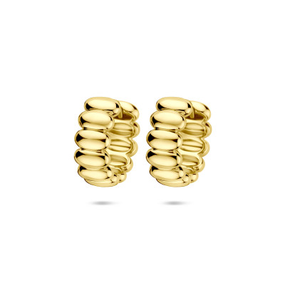 Vergulde schakeloorbellen voor dames met ovale vorm 6 mm breed - Hoogte 15.5 mm
