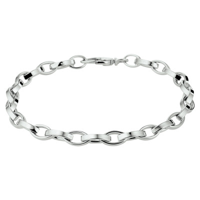 Zilveren anker schakelarmband ovale glanzende schakels 5.2 mm breed - Lengte 19 cm