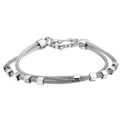 Zilveren armband met gerhodineerde vossenstaartschakel 2 mm breed - Lengte 18-20.5 cm