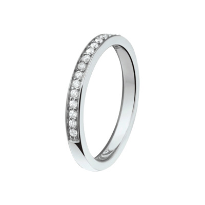 Zilveren glanzende aanschuifring met transparante zirkonia's 2.5 mm breed