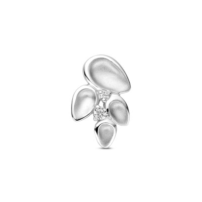 Zilveren hanger met matte ovalen en zirkonia 11 mm breed - Hoogte 18 mm