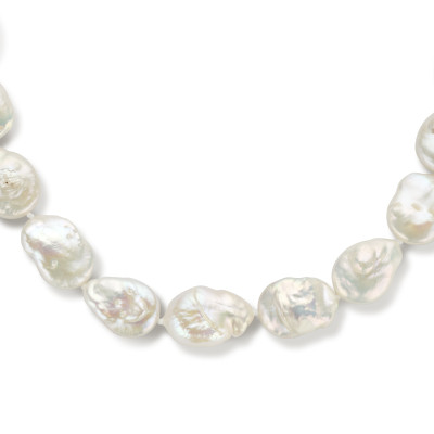Zilveren ketting met robuuste zoetwaterparels 14 mm - Lengte 46 cm