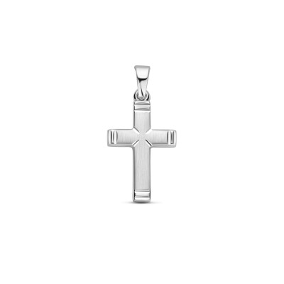 zilveren-kruisje-glanzend-en-mat-met-gestreepte-bewerking-12-mm-breed-hoogte-20-mm
