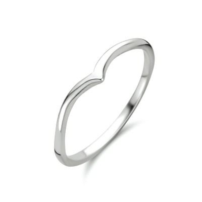 Zilveren ring in een V-vorm