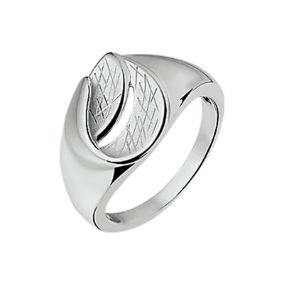 Zilveren ring met glanzende en scratched druppel 12.5 mm breed