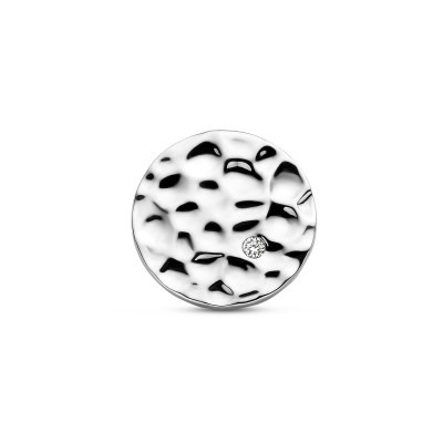 zilveren-ronde-hanger-met-gehamerd-oppervlak-en-echte-diamant-14-5-mm