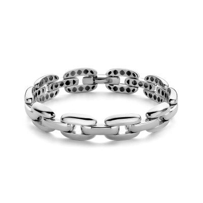 Zilveren schakelarmband met brede ovale schakels 12 mm breed - Lengte 19 cm