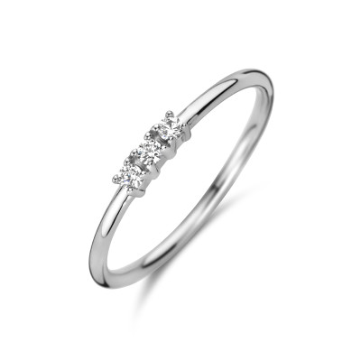 Zilveren trilogy ring met briljant geslepen zirkonia's 2.5 mm breed