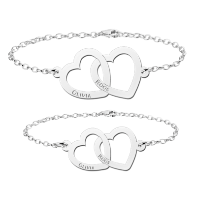 zilveren-moeder-en-dochter-armbanden-met-hartjes