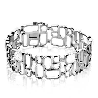 Zinzi x Mart Visser MVA3 zilveren armband met rechthoeken 19 mm breed - Lengte 18 cm
