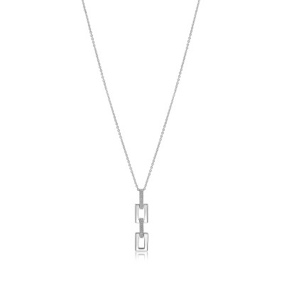 Zinzi x Mart Visser MVC27 zilveren ketting met hanger rechthoek - Lengte 42-45 cm
