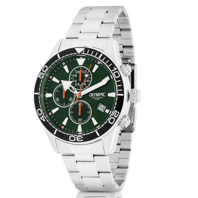 olympic-adam-ol72hss285-herenhorloge-staal-met-groene-wijzerplaat-en-stalen-band-rond-o-44-mm