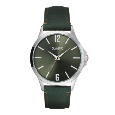 olympic-danny-ol72hsl082-groen-herenhorloge-met-een-leren-band-en-stalen-kast-o-40-mm