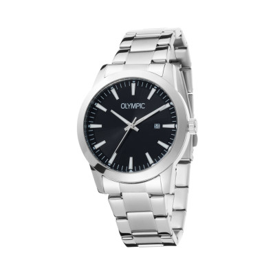 olympic-frank-ol90hss002-herenhorloge-zwart-met-stalen-schakelband-rond-42-mm