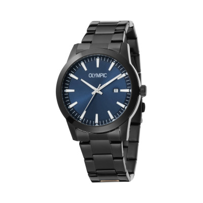 olympic-frank-ol90hzz001-herenhorloge-zwart-staal-met-blauwe-wijzerplaat-rond-diameter-42-mm