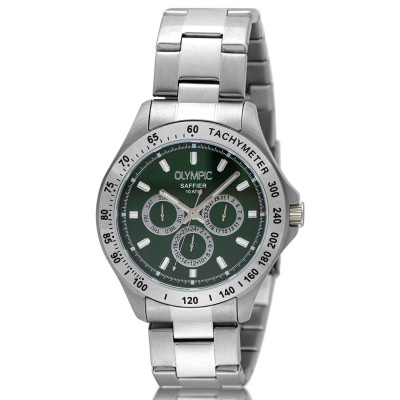 olympic-jeffrey-ol89hss051-herenhorloge-staal-met-groene-wijzerplaat-o-42-mm