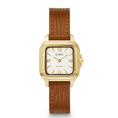 olympic-radiant-ol73ddl002-dameshorloge-met-bruinleren-band-en-goudkleurige-kast-o-26-mm