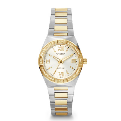 olympic-shine-ol73dss006b-dameshorloge-bicolor-met-zilverkleurige-wijzerplaat-o-29-mm