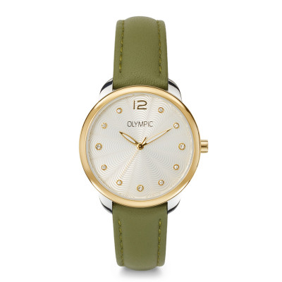 olympic-sofia-ol82ddl001b-zilverkleurig-dameshorloge-met-groene-leren-band-o-31-mm