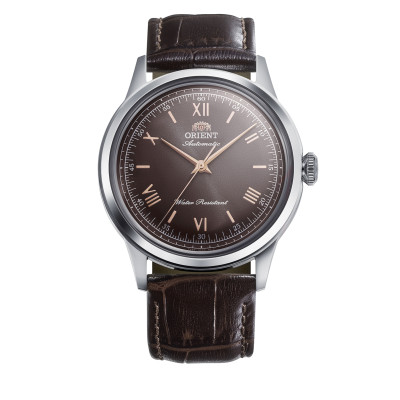 orient-bambino-ra-bb0004y30b-bruin-automatisch-horloge-met-stalen-kast-en-rosekleurige-wijzers-38-mm