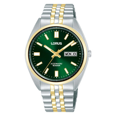 Lorus RL430CX9 automatisch herenhorloge met bicolor kast en groene wijzerplaat - Ø 39 mm