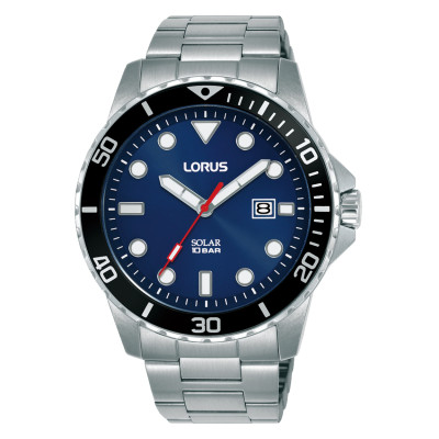 Lorus RX303BX9 herenhorloge met zilverkleurige stalen schakels en blauwe wijzerplaat - Ø 42 mm