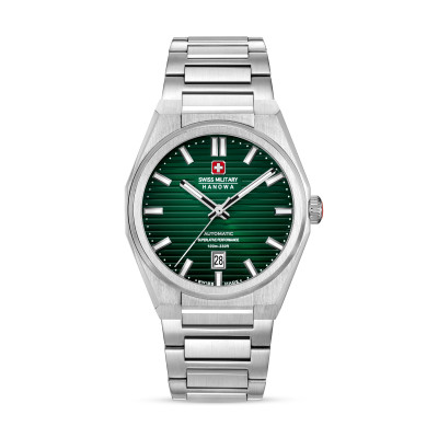 swiss-military-hanowa-avalanche-smwgl0006902-groen-horloge-met-stalen-schakelband-en-datum-41-mm