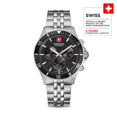 Swiss Military Hanowa Flagship SMWGI0007601 chronograaf horloge met zwarte wijzerplaat - Ø 42 mm