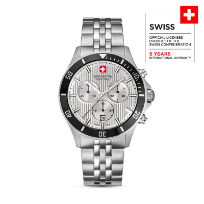 Swiss Military Hanowa Flagship SMWGI0007602 chronograaf horloge van zilverkleurig staal - Ø 42 mm