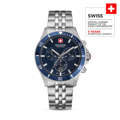 Swiss Military Hanowa Flagship SMWGI0007603 chronograaf horloge met blauwe wijzerplaat - Ø 42 mm