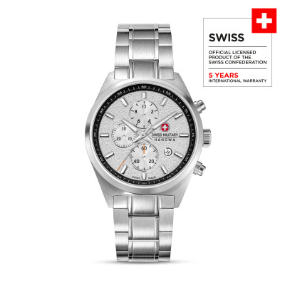Swiss Military Hanowa Storm SMWGI0007802 chronograaf horloge met zilverkleurige schakelband - Ø 43 mm