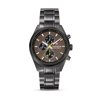 Swiss Military Hanowa Storm SMWGI0007840 chronograaf horloge grijs met bruine wijzerplaat - Ø 43 mm