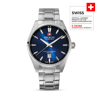 Swiss Military Hanowa Thunder SMWGH0007902 horloge met blauwe wijzerplaat en datum - Ø 42 mm