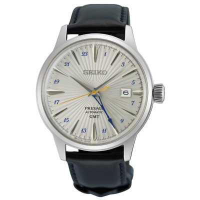 Seiko Presage SSK049J1 automatisch herenhorloge met zilverkleurige kast en blauwe leren band - Ø 41 mm