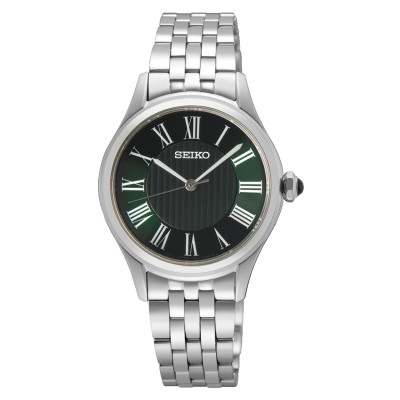 seiko-sur611p1-dameshorloge-zilverkleurig-staal-met-groene-wijzerplaat-o-30-mm