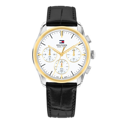 Tommy Hilfiger The Empire TH1710809 herenhorloge met zwarte leren band en dual time - Ø 38 mm