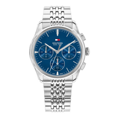 Tommy Hilfiger The Empire TH1710811 stalen herenhorloge met blauwe wijzerplaat en dual time - Ø 38 mm