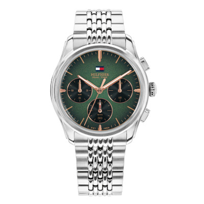 Tommy Hilfiger The Empire TH1710813 herenhorloge met groene wijzerplaat en stalen schakelband - Ø 38 mm