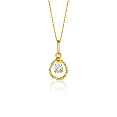 Zinzi ZGH478 14-karaat gouden hanger met peer geslepen transparante zirkonia 7.5 mm breed - Hoogte 16 mm