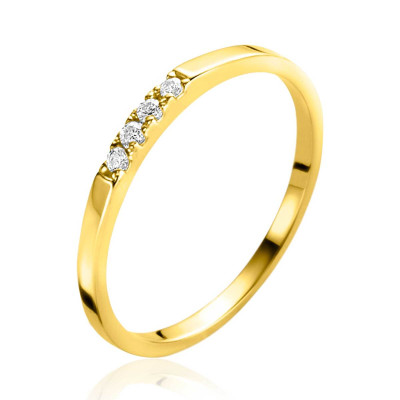 Zinzi ZGR407 gouden aanschuifring met vier briljant geslepen zirkonia's op de band 1.7 mm breed