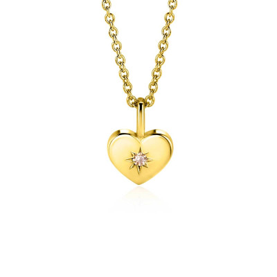Zinzi Geboortestenen ZIHY-NOV gold plated hanger met gele zirkonia hart november 9.2 mm breed - Hoogte 13 mm