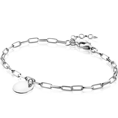 Zinzi Gravures ZIA2166 zilveren armband met ronde graveerhanger 2.6 mm breed - Lengte 17-20 cm