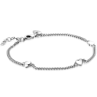 Zinzi ZIA2408 zilveren gourmet armband met hartjes 4.7 mm breed - Lengte 17-20 cm