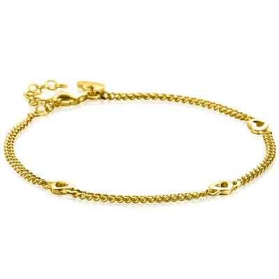 Zinzi ZIA2409G goudkleurige armband met hartjes 4.7 mm breed - Lengte 17-20 cm