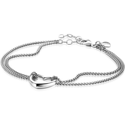 Zinzi ZIA2516 zilveren armband met hartje en dubbele gourmet schakels 14 mm breed - Lengte 16.5-19.5 cm