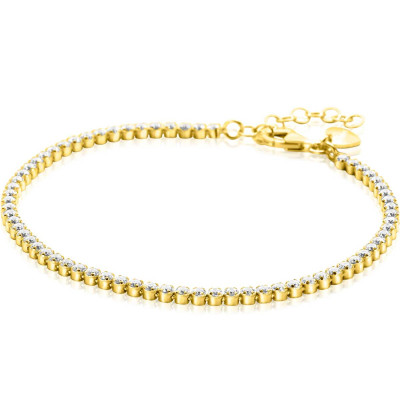 Zinzi ZIA2590Y goudkleurige tennisarmband met ronde zirkonia's 2.5 mm breed - Lengte 17-20 cm