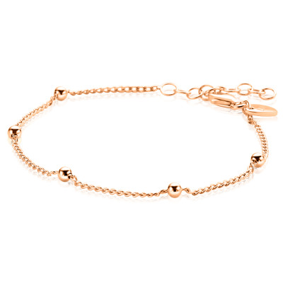 Zinzi ZIA2714R rosé gold plated armband met bolletjes 3.1 mm breed - Lengte 18-21 cm