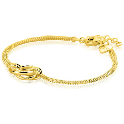Zinzi ZIA2797 goudkleurige armband met dubbele gourmet schakel en knoop 12 mm breed - Lengte 17-20 cm