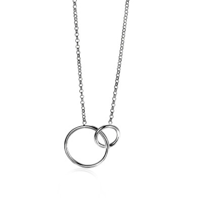 zinzi-zic1278-zilveren-ketting-met-hanger-twee-cirkels-18-mm-breed-lengte-42-45-cm